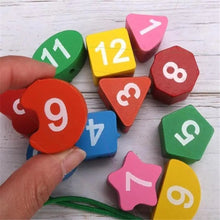 Load image into Gallery viewer, Montessori Cartoon Animal Educational Wooden Beaded Geometry Digital Clock Puzzles Matching Clock Toy For Children