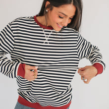 Load image into Gallery viewer, Oversized Fit Freestyle Stripe Breastfeeding Sweatshirt - EXTENDED CHART
