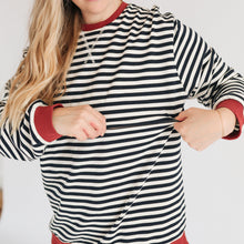 Load image into Gallery viewer, Oversized Fit Freestyle Stripe Breastfeeding Sweatshirt - EXTENDED CHART