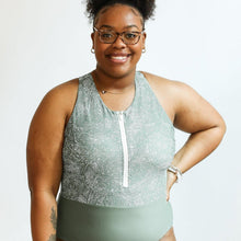 Load image into Gallery viewer, One Piece Zip Up Breastfeeding Swimsuit