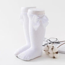 Load image into Gallery viewer, New Kids Socks Toddlers Girls Big Bow Knee High Quality Long Soft Autumn Winter 100% Cotton Lace Baby Tube Sock Baby Cotton Knee Socks Warm Big Bow Knot Baby Stockings Stylish Leg Warmer Soft Dance Socks