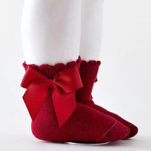Load image into Gallery viewer, New Kids Socks Toddlers Girls Big Bow Knee High Quality Long Soft Autumn Winter 100% Cotton Lace Baby Tube Sock Baby Cotton Knee Socks Warm Big Bow Knot Baby Stockings Stylish Leg Warmer Soft Dance Socks