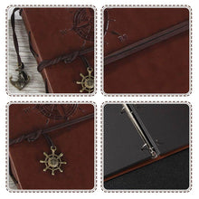 Load image into Gallery viewer, Photo Album Vintage Leather with Black Page DIY Scrapbook Album Photo Sticker Paper Photo Album Scrapbook Paper Baby Family Scrapbook Albums Christmas Birthday Wedding Valentines Gift
