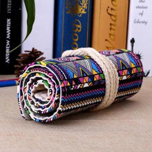 Load image into Gallery viewer, Roll Up Canvas Wrap Pencil Bag For Students Stylish Stationary Storage Pouch Unique Pencil Case For School
