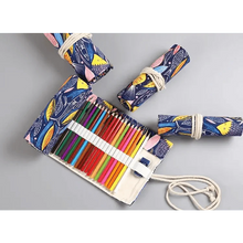 Load image into Gallery viewer, Roll Up Canvas Wrap Pencil Bag For Students Stylish Stationary Storage Pouch Unique Pencil Case For School