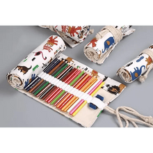 Load image into Gallery viewer, Roll Up Canvas Wrap Pencil Bag For Students Stylish Stationary Storage Pouch Unique Pencil Case For School
