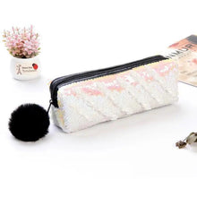 Load image into Gallery viewer, Shiny Reversible Girls Pencil Case Glitter Design Double Color Zipper Make Up Bag Stationery Case For Students