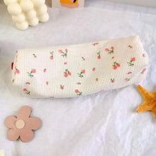 Load image into Gallery viewer, Simple Small Flowers White Fresh Style Pencil Bag Students Pencil Cases Unique Makeup Lightweight Cosmetic Bag Pouch