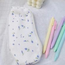 Load image into Gallery viewer, Simple Small Flowers White Fresh Style Pencil Bag Students Pencil Cases Unique Makeup Lightweight Cosmetic Bag Pouch