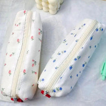 Load image into Gallery viewer, Simple Small Flowers White Fresh Style Pencil Bag Students Pencil Cases Unique Makeup Lightweight Cosmetic Bag Pouch