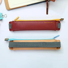 Load image into Gallery viewer, Slim Leather Unique Design Pencil Case Book Holder Pouch With Elastic Band For Notebook Fashion School Pen Case