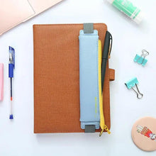 Load image into Gallery viewer, Slim Leather Unique Design Pencil Case Book Holder Pouch With Elastic Band For Notebook Fashion School Pen Case