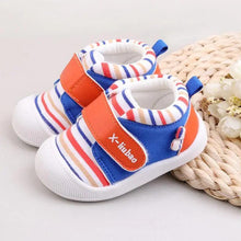 Load image into Gallery viewer, Striped baby toddler shoes non-slip soft bottom velcro