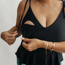 Load image into Gallery viewer, Tie Shoulder Breastfeeding Peplum Tankini Swimsuit Top