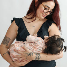 Load image into Gallery viewer, Lace Up Ruffle Neck One Piece Breastfeeding Swimsuit