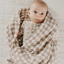 Load image into Gallery viewer, DOLLY LANA Bamboo Muslin Swaddle - Tan Checkerboard