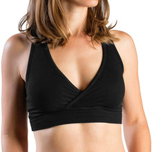 Load image into Gallery viewer, French Terry Racerback Nursing Sleep Busty Bra for Maternity - Black