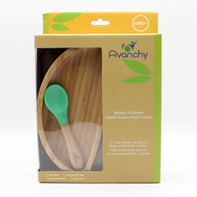 Load image into Gallery viewer, Avanchy Bamboo Suction Toddler Plate + Spoon
