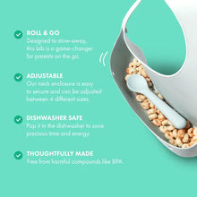 Load image into Gallery viewer, Avanchy Roll & Go Silicone Bibs for Babies + Spoon