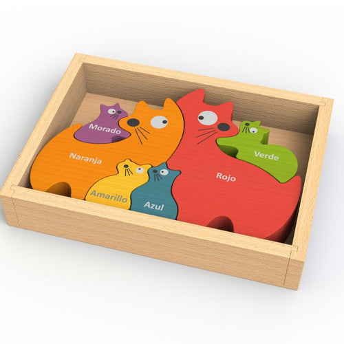 Bilingual Colors Cat Family Puzzle – The Nest & Company