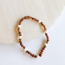 Load image into Gallery viewer, CanyonLeaf Raw Cognac Amber + Pearls || Halo