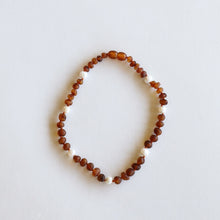 Load image into Gallery viewer, CanyonLeaf Raw Cognac Amber + Pearls || Halo