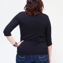Load image into Gallery viewer, Black Pleated Nursing Top - 3/4 Sleeve