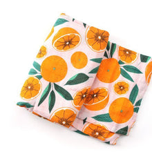 Load image into Gallery viewer, Dolly Lana Muslin Baby Swaddle - Sliced Oranges