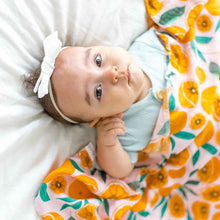 Load image into Gallery viewer, Dolly Lana Muslin Baby Swaddle - Sliced Oranges
