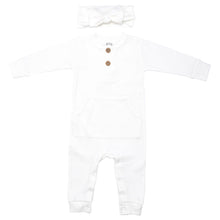 Load image into Gallery viewer, Baby Ribbed Playsuit with Pockets and Bow