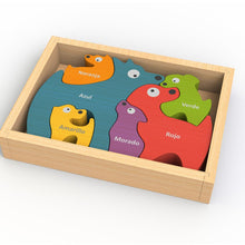 Load image into Gallery viewer, Bilingual Colors Dog Family Puzzle