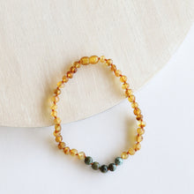 Load image into Gallery viewer, CanyonLeaf Raw Honey Amber + Turquoise Jasper
