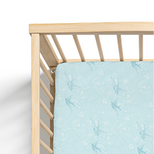 Load image into Gallery viewer, Jersey Knit Polyester Crib Sheet in Tranquil Skies
