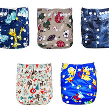 Load image into Gallery viewer, Modern Luxury Printed Baby Nappy 5pcs/Lot Washable Diapers Good Quality Pocket Diaper For Kids
