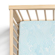 Load image into Gallery viewer, Organic Crashing Sea Waves Bamboo Cotton Blend Crib Sheet
