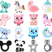 Load image into Gallery viewer, Baby Silicone Teethers BPA Free Teething Toy Animal Dog Koala Owl Elephant Baby Ring Teether Silicone Beads For Kids and Baby
