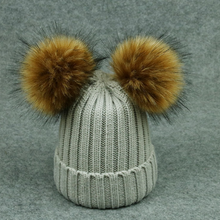 Load image into Gallery viewer, Modern Trend Children's Winter Toddler Baby Kids hat Cap With Two Double Pompom Ears Funny Hat

