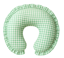 Load image into Gallery viewer, Green Gingham Ruffle Nursing Pillow Cover
