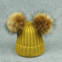 Load image into Gallery viewer, Modern Trend Children's Winter Toddler Baby Kids hat Cap With Two Double Pompom Ears Funny Hat
