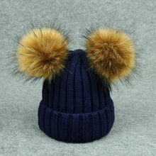 Load image into Gallery viewer, Modern Trend Children's Winter Toddler Baby Kids hat Cap With Two Double Pompom Ears Funny Hat
