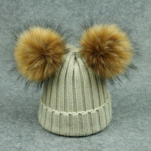 Load image into Gallery viewer, Modern Trend Children's Winter Toddler Baby Kids hat Cap With Two Double Pompom Ears Funny Hat
