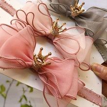 Load image into Gallery viewer, Luxury Modern Pearl Handmade Baby Girls Bowknot Crown Headband Lace Elastic Hair Band Bow For Girls Baby
