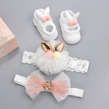 Load image into Gallery viewer, Flower Baby Girl Headband Socks Set Shoes With  Crown Bows Newborn Headbands For Girls Turban Baby Hair Accessories
