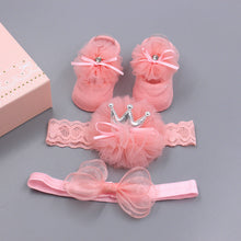 Load image into Gallery viewer, Flower Baby Girl Headband Socks Set Shoes With  Crown Bows Newborn Headbands For Girls Turban Baby Hair Accessories
