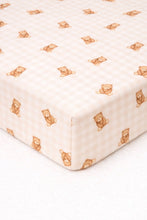 Load image into Gallery viewer, Teddy Beige Gingham Crib Sheet
