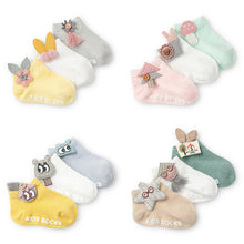 Load image into Gallery viewer, 3 Pair/ SET  Baby Newborn Cotton Ankle Socks for Toddler Baby Girls Anti-slip Floor Sock Bowknot Flower Socks For Baby and Kids from 0-24M
