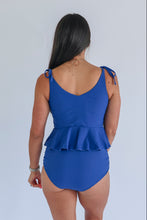Load image into Gallery viewer, Tie Shoulder Breastfeeding Peplum Tankini Swimsuit Top 2026

