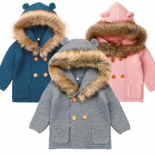 Load image into Gallery viewer, Modern Winter Warm Knit Cardigan Long Sleeve Hooded Sweaters for Newborn Infant Jacket And Coat Combination Clotes
