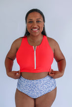 Load image into Gallery viewer, Crop Zip Up Breastfeeding Swimsuit Top 2026
