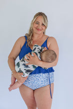 Load image into Gallery viewer, Tie Shoulder Breastfeeding Peplum Tankini Swimsuit Top 2026
